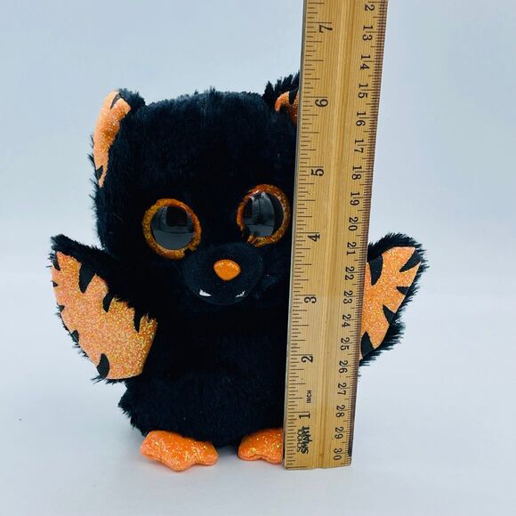 Ty Beanie Boo Halloween Black & Orange Bat Mortimer Stitched Wings - Picture 7 of 7